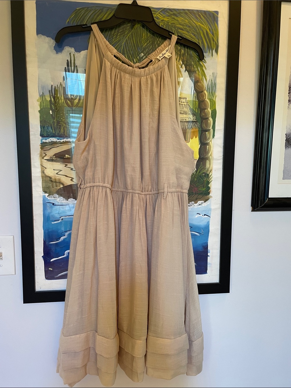 Beige Sleeveless Summer Dress - Lightweight Casual Midi